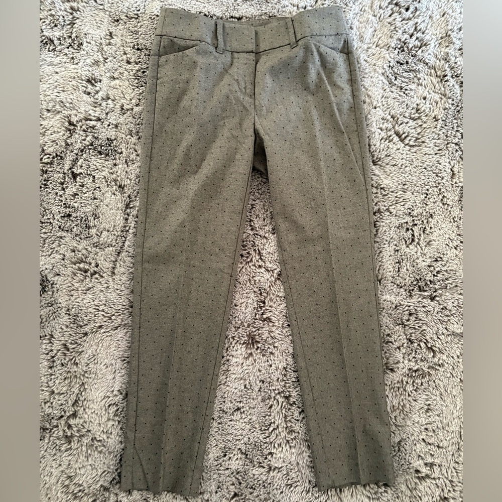 LOFT Modern Skinny Ankle Grey Polka Dot Dress Pants